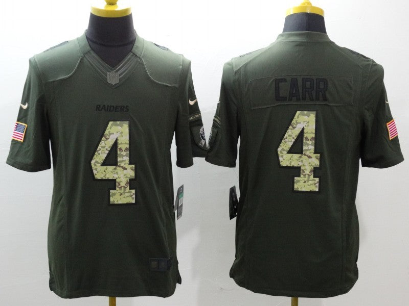 Men’s Las Vegas Raiders Derek Carr #4 Army Green Jersey