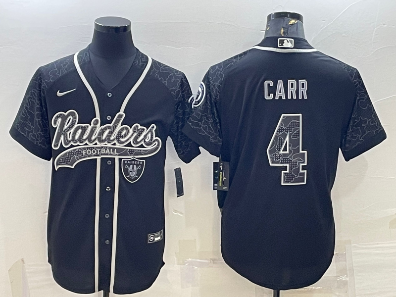 Men’s Las Vegas Raiders Derek Carr #4 Black RFLCTV Limited Jersey Joint Edition