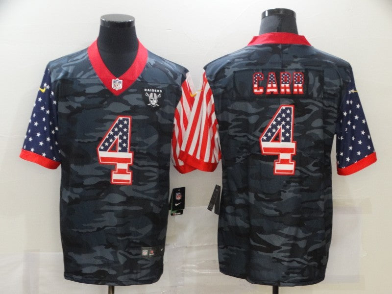 Men’s Las Vegas Raiders Derek Carr #4 Gray Camouflage Jersey