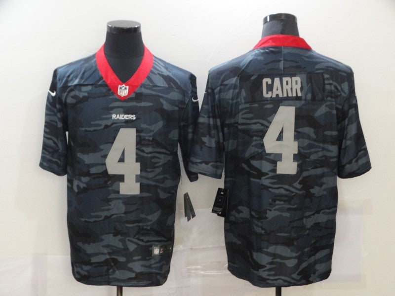 Men’s Las Vegas Raiders Derek Carr #4 Gray Camouflage Jersey
