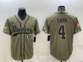 Men’s Las Vegas Raiders Derek Carr #4 Olive 2022 Salute To Service Limited Jersey Joint Edition