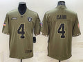 Men’s Las Vegas Raiders Derek Carr #4 Olive 2022 Salute To Service Limited Jersey
