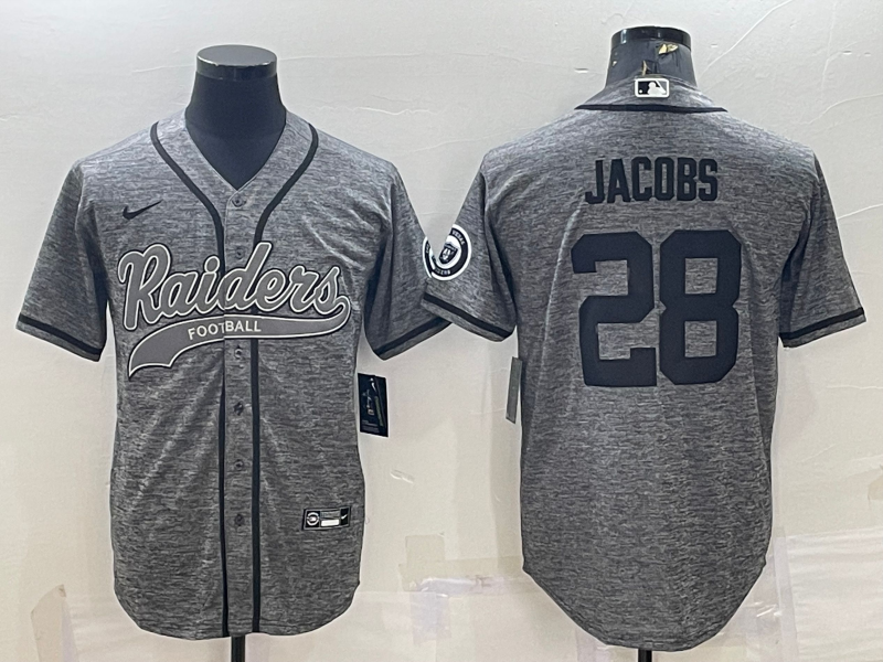 Men’s Las Vegas Raiders Josh Jacobs #28 Gray Jersey Joint Edition
