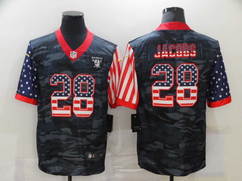 Men’s Las Vegas Raiders Josh Jacobs #28 Grey Camouflage Jersey