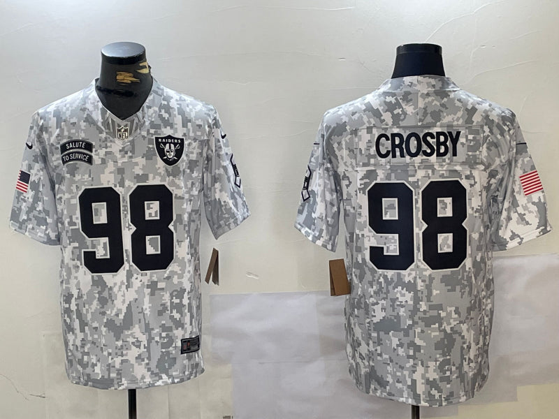 Men’s Las Vegas Raiders Maxx Crosby #98 Arctic Camo 2024 Salute to Service Limited Jersey