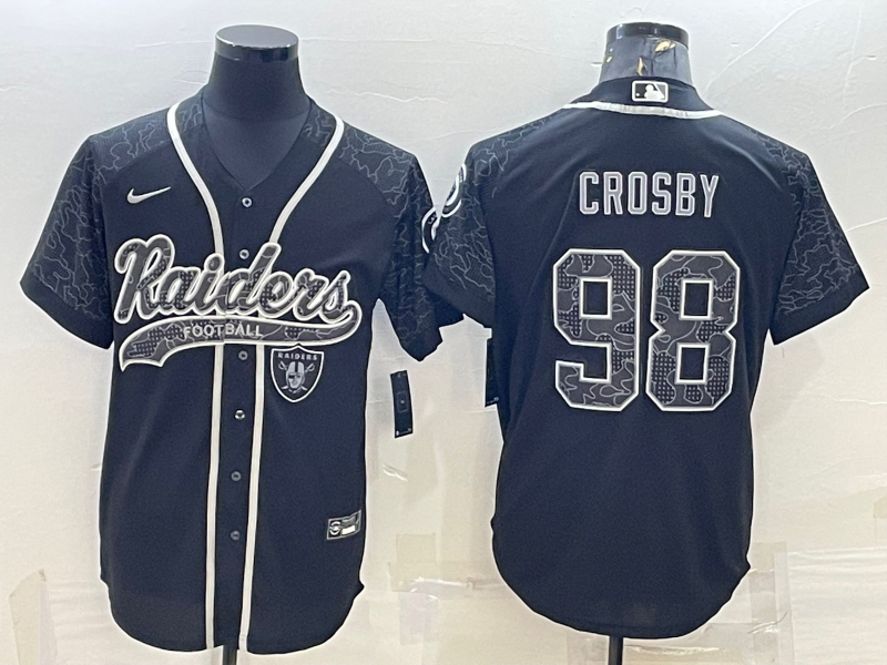 Men’s Las Vegas Raiders Maxx Crosby #98 Black RFLCTV Limited Jersey Joint Edition