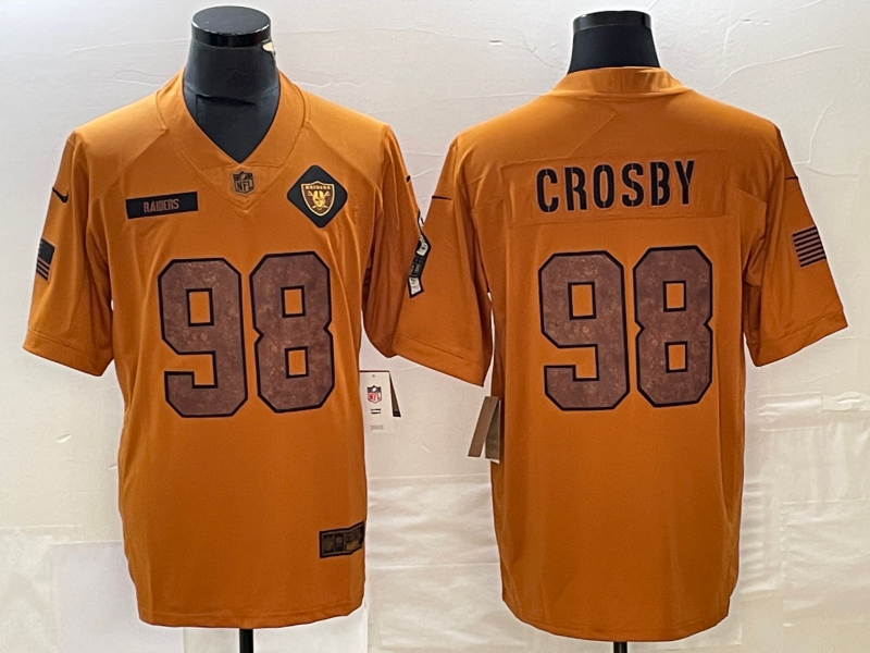 Men’s Las Vegas Raiders Maxx Crosby #98 Brown 2023 Salute To Service Retired Limited Jersey