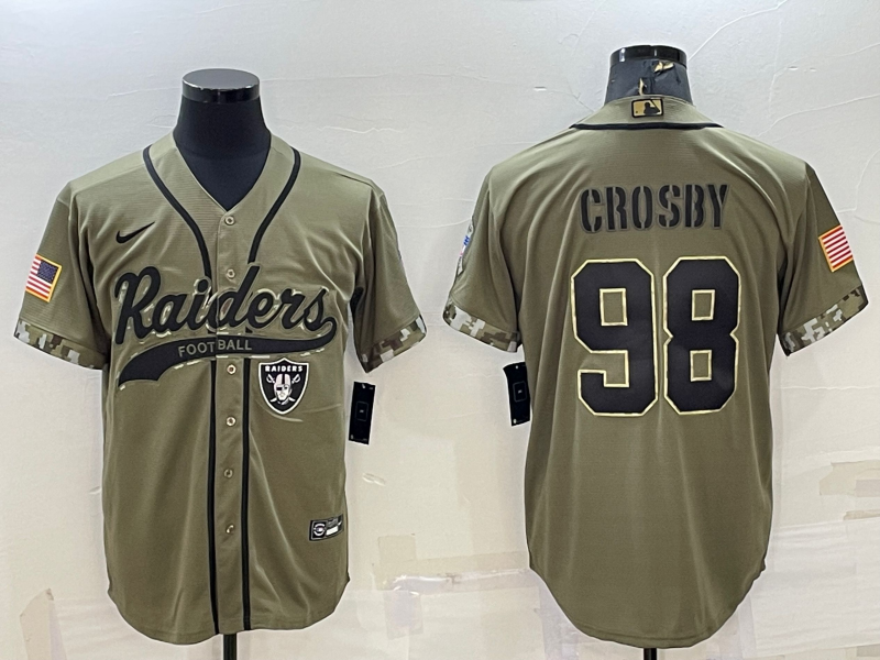 Men’s Las Vegas Raiders Maxx Crosby #98 Olive 2022 Salute To Service Limited Jersey Joint Edition