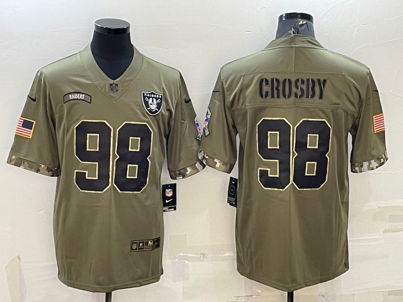 Men’s Las Vegas Raiders Maxx Crosby #98 Olive 2022 Salute To Service Limited Jersey