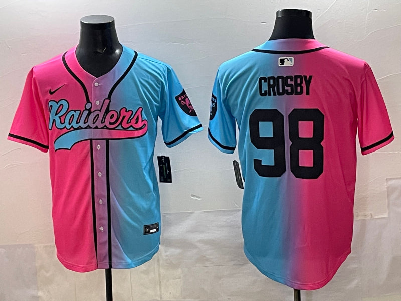 Men’s Las Vegas Raiders Maxx Crosby #98 Pink/Blue Jersey