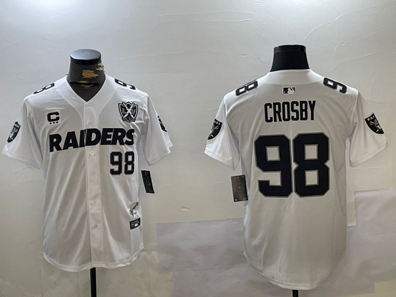 Men’s Las Vegas Raiders Maxx Crosby #98 White Vapor F.U.S.E. Limited Jersey