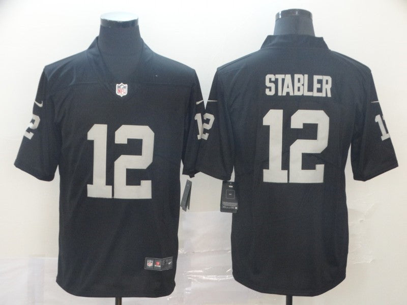 Men’s Las Vegas Raiders Retired Player #12 Ken Stabler Nike Black Football Game Jersey