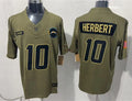 Mens Los Angeles Chargers #10 Justin Herbert Nike 2025 Salute to Service Limited Jersey – Olive