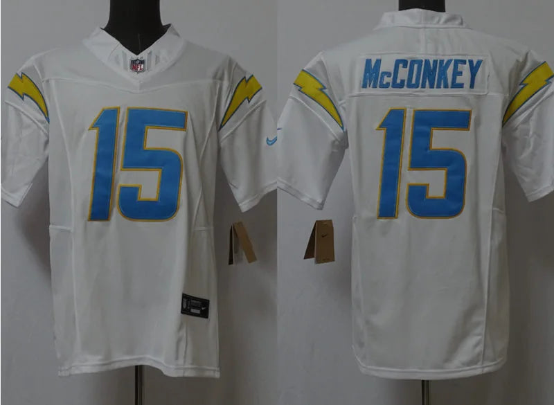 Men’s Los Angeles Chargers #15 Ladd McConkey Nike White Vapor Limited Player Jersey