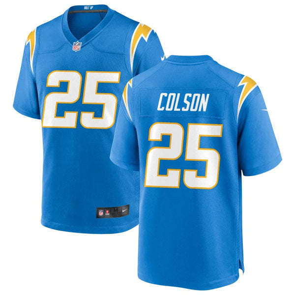 Men’s Los Angeles Chargers #25 Junior Colson Nike Powder Blue Vapor Limited Player Jersey