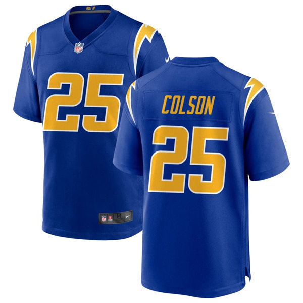 Men’s Los Angeles Chargers #25 Junior Colson Nike Royal Gold 2nd Alternate Vapor Limited Jersey