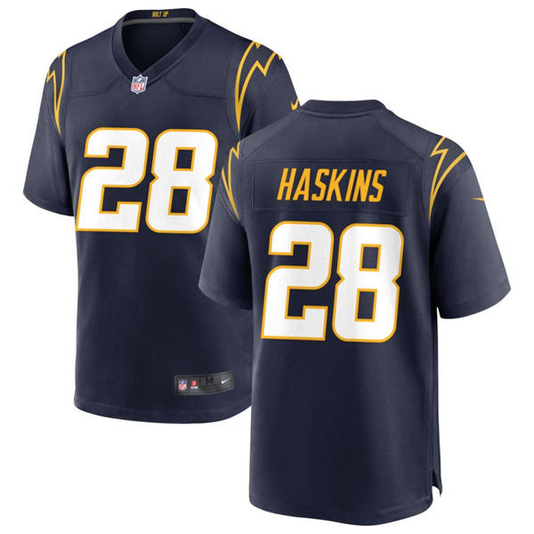 Men’s Los Angeles Chargers #28 Hassan Haskins Nike Navy Alternate Vapor Limited Player Jersey
