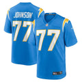 Men’s Los Angeles Chargers #77 Zion Johnson Nike Powder Blue Vapor Limited Player Jersey