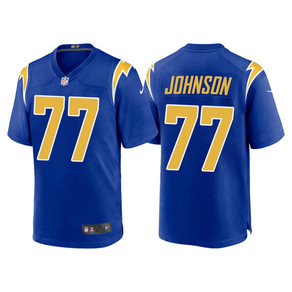 Men’s Los Angeles Chargers #77 Zion Johnson Nike Royal Gold 2nd Alternate Vapor Limited Jersey