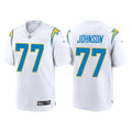 Men’s Los Angeles Chargers #77 Zion Johnson Nike White Vapor Limited Player Jersey