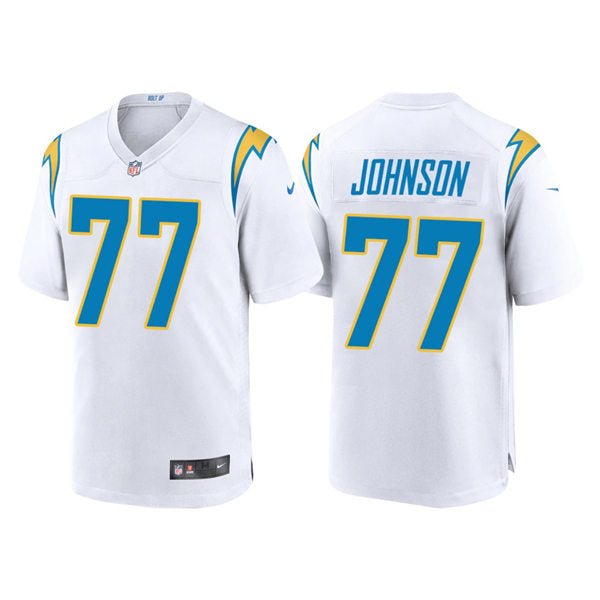 Men’s Los Angeles Chargers #77 Zion Johnson Nike White Vapor Limited Player Jersey