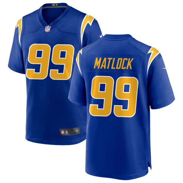 Men’s Los Angeles Chargers #99 Scott Matlock Nike Royal Gold 2nd Alternate Vapor Limited Jersey
