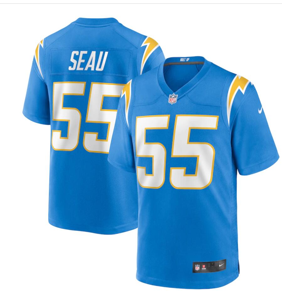Men’s Los Angeles Chargers Retired Player #55 Junior Seau Nike Powder Blue Game Football Jersey