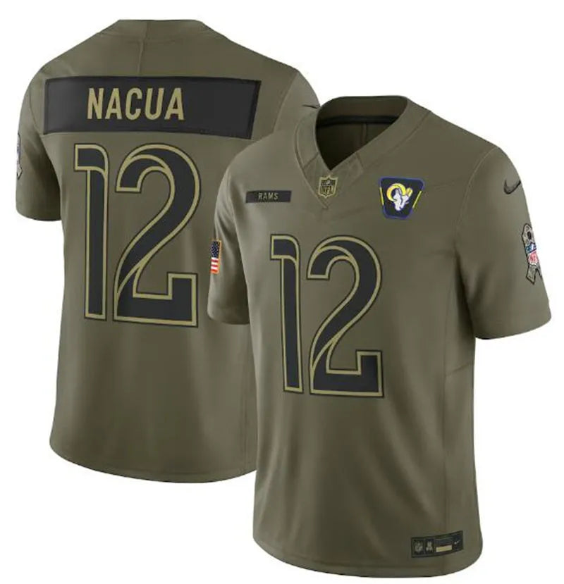 Mens Los Angeles Rams #12 Puka Nacua Nike 2025 Salute to Service Limited Jersey – Olive