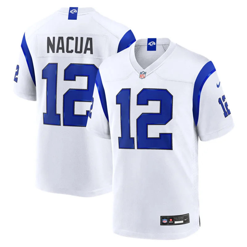 Mens Los Angeles Rams #12 Puka Nacua Nike Fearsome White Vapor F.U.S.E. Limited Jersey