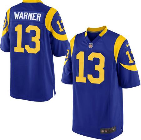 Men’s Los Angeles Rams #13 Kurt Warner Royal Blue Alternate NFL Nike Elite Jersey