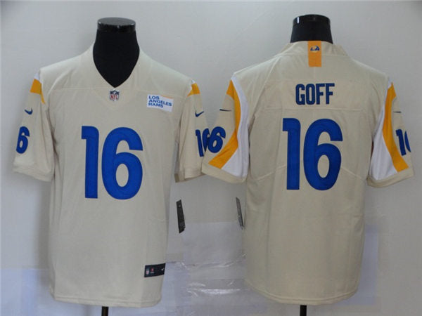 Men’s Los Angeles Rams #16 Jared Goff Nike Bone Vapor Limited Football Jersey
