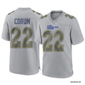 Mens Los Angeles Rams #22 Blake Corum Nike Gray Atmosphere Fashion Game Jersey