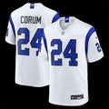 Mens Los Angeles Rams #24 Blake Corum Nike Fearsome White Vapor F.U.S.E. Limited Jersey