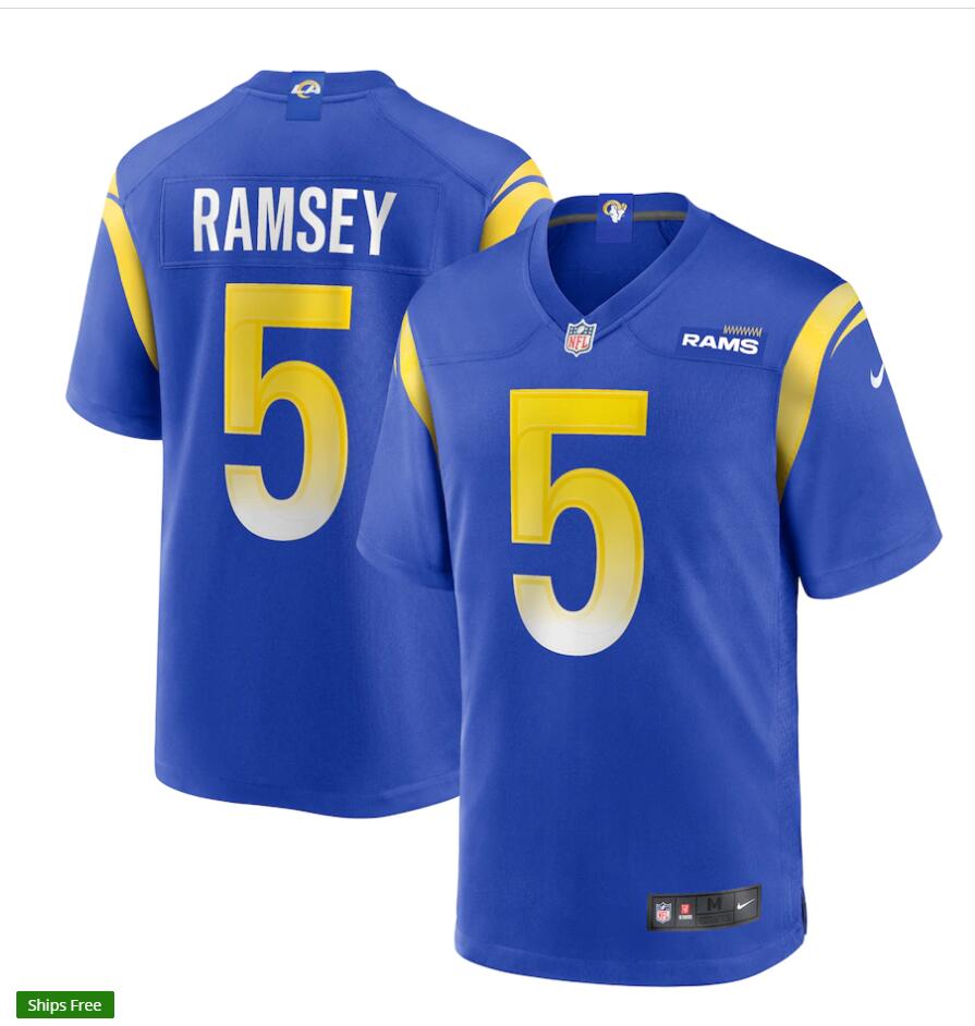 Men’s Los Angeles Rams #5 Jalen Ramsey Nike 2020 Style Royal Vapor Limited Jersey