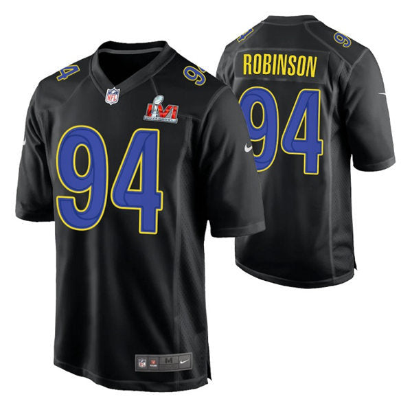 Mens Los Angeles Rams #94 A’Shawn Robinson Nike Black Super Bowl LVI Bound Game Fashion Jersey