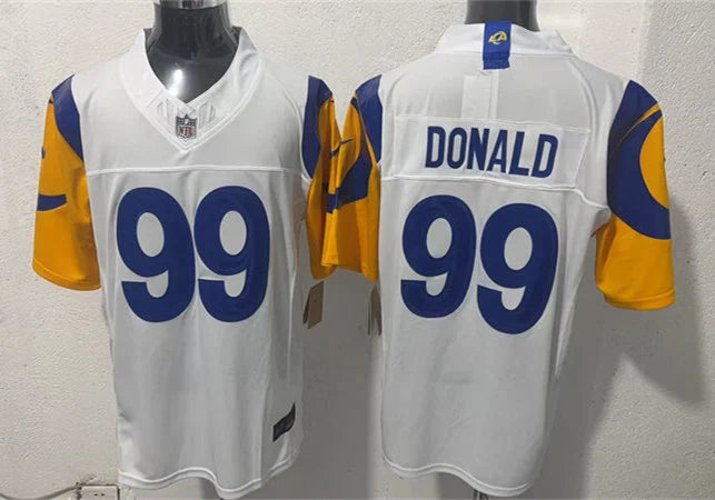 Mens Los Angeles Rams #99 Aaron Donald 2021 Nike White Modern Throwback Vapor F.U.S.E. Limited Jersey