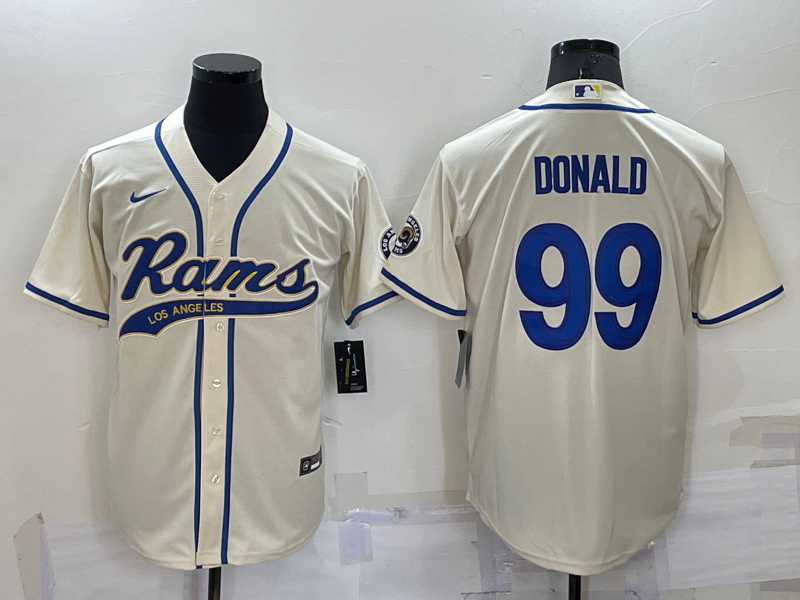 Men’s Los Angeles Rams Aaron Donald #99 Bone Jersey Joint Edition