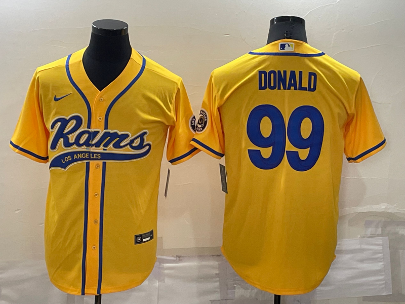 Men’s Los Angeles Rams Aaron Donald #99 Yellow Jersey Joint Edition