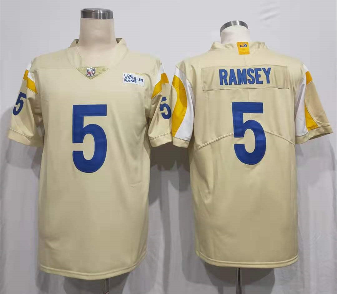 Men’s Los Angeles Rams Jalen Ramsey #5 Beige Vapor Limited Jersey