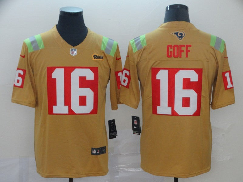 Men’s Los Angeles Rams Jared Goff #16 Yellow City Edition Jersey