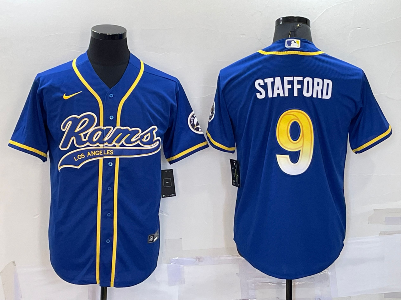 Men’s Los Angeles Rams Matthew Stafford #9 Blue Jersey Joint Edition