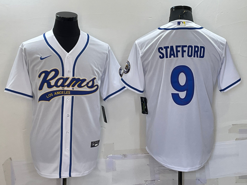 Men’s Los Angeles Rams Matthew Stafford #9 White Jersey Joint Edition
