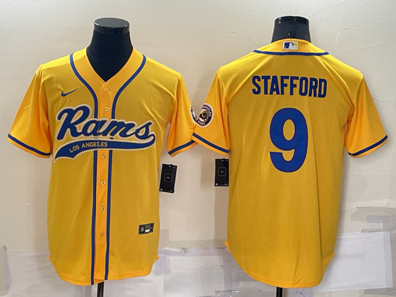 Men’s Los Angeles Rams Matthew Stafford #9 Yellow Jersey Joint Edition