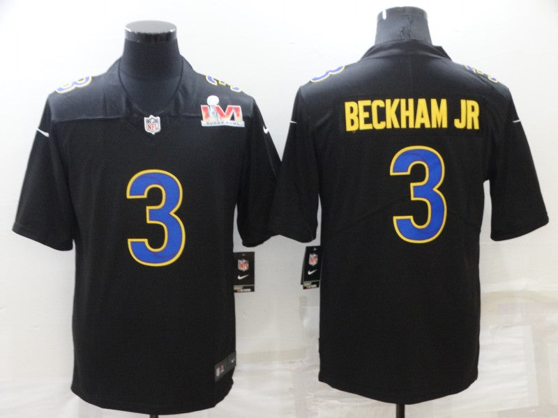 Men’s Los Angeles Rams Odell Beckham Jr. #3 Black Super Bowl LVI Jersey