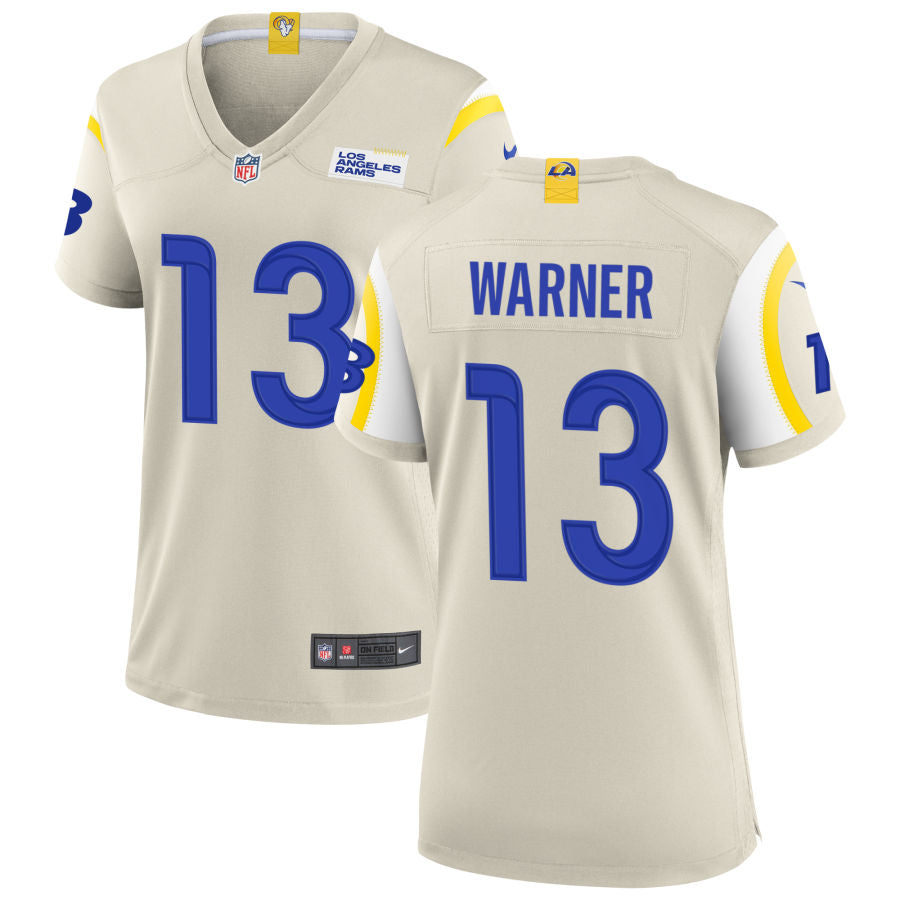 Men’s Los Angeles Rams Retired Player #13 Kurt Warner Nike Bone Vapor Limited Jersey