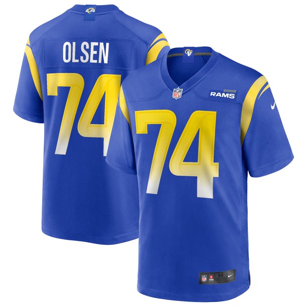 Men’s Los Angeles Rams Retired Player #74 Merlin Olsen Nike Royal Vapor Limited Football Jersey