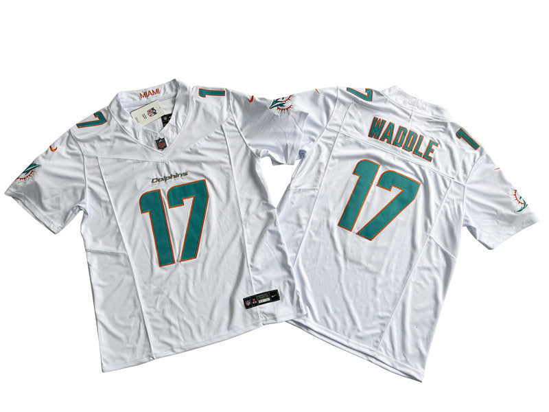 Men’s Miami Dolphins #17 Jaylen Waddle Nike Home White 2023 F.U.S.E. Vapor Limited Jersey