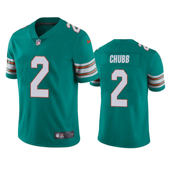 Mens Miami Dolphins #2 Bradley Chubb Nike Aqua Retro Alternate Vapor Limited Jersey