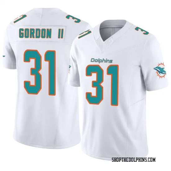 Mens Miami Dolphins #31 Ollie Gordon II Nike Home White F.U.S.E. Vapor Limited Jersey