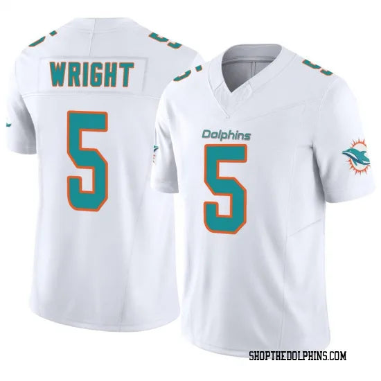 Mens Miami Dolphins #5 Jaylen Wright Nike Home White F.U.S.E. Vapor Limited Jersey